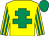 Yellow, emerald green cross of lorraine, striped sleeves, emerald green cap (O J McDowell)