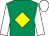 Emerald green, yellow diamond, white sleeves and cap (Jimmy & Susie Wenman)