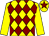 Yellow and maroon diamonds, yellow sleeves, yellow cap, maroon star (Yen Hall Farm Racing)