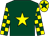 Dark green, yellow star, checked sleeves, yellow cap, dark green star (Mr M H Walton)
