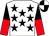 White, black stars, black and red halved sleeves, black and white quartered cap (Dickson, Brown & Dobbin)