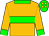 Old gold, green hoop, collar and cuffs, green cap, gold spots (Mr J Duffy)