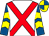 White, red cross sashes, royal blue sleeves, yellow chevrons, royal blue & yellow quartered cap (M Quilty)