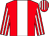 Red, white panel, striped sleeves & cap (Mrs E Slevin)