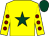 Yellow, dark green star, yellow sleeves, maroon spots, dark green cap (Mr A Bickmore)