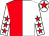 Red and white (halved), white sleeves, red stars, white cap, red star (The Fantasy Fellowship)