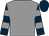 Grey, dark blue and grey hooped sleeves, dark blue cap (Mr David Orr)