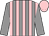Grey and pink stripes, grey sleeves, pink cap (A Nicol & L S Russell)