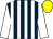 Dark blue and white stripes, white sleeves, yellow cap (Mrs Judy Seal)