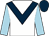 White, dark blue chevron, light blue sleeves, dark blue cap (Mr I W Harfitt)