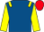 Royal blue, yellow epaulets and sleeves, red cap (Mrs C Barber)