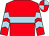 Red, light blue hoop, chevrons on sleeves, quartered cap (Highfields Farm Partnership)