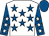 White, royal blue stars, royal blue sleeves, white stars, royal blue cap (The Good News Partnership)