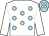 WHITE, LIGHT BLUE spots, WHITE sleeves, LIGHT BLUE cap, WHITE spots (Mr M Graff & Mr D Abell)