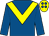 Royal blue, yellow chevron, yellow cap, royal blue spots (Mr Saeed Suhail)