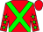 Red, green crossed sashes, green stars on sleeves, red cap (Mary E Eppler Racing Stable, Inc And Flying Pheasant Farm, Llc)
