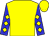 Yellow, yellow diamonds on blue sleeves (Hartman, David And Leaf Stable)