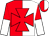 Red and white halves, red maltese cross, red and white halved sleeves, red and white halved cap (Malta Manors Stables)