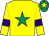 Yellow, emerald green star, yellow sleeves, purple armlets, emerald green cap, yellow star (The Bolly Champagne Crew)
