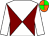 MAROON & WHITE DIABOLO, white sleeves, green and orange quartered cap (Luke Comer)