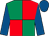 Red & emerald green quartered, royal blue sleeves & cap (Catherine Hamilton)