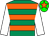 Emerald green & orange hoops, white sleeves, green cap, orange star (Mrs Michael Byrne)