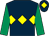 Dark blue, yellow triple diamond, emerald green sleeves, dark blue cap, yellow diamond (Mr Oliver Troup)