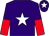 Purple, white star, purple and red halved sleeves, purple cap, white star (Ms C Elliott)