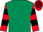 Emerald green, red and black hooped sleeves and cap (Teme Valley Partnership)