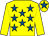 Yellow, royal blue stars, yellow sleeves, yellow cap, royal blue star (R & S Marchant, D Fawdon & G Jarvis)