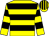 Yellow, black hoops, striped cap (Mrs S Sunter)