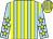 Light blue & yellow stripes, yellow stars on sleeves, yellow & light blue striped cap (E Hughes)