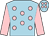 Light blue, pink spots, pink sleeves, pink spots on cap (Michael J Ward)