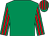 Emerald green, red striped sleeves & cap (W B Connors)
