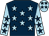 Dark blue, light blue stars, light blue sleeves, dark blue stars, light blue cap, dark blue stars (Mrs J Barrett & Mrs P Myerscough & Mrs S Barrett)