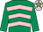 Emerald green & pink chevrons, emerald green sleeves, pink cap, em green star (Mrs Mary M Ryan)