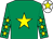 Emerald green, yellow star, yellow stars on sleeves, white cap, yellow star (Thomas Friel)