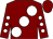 Maroon, large white spots, white spots on sleeves, maroon cap (Chasers & Pints Syndicate)