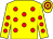 Yellow, red spots, hooped cap (P P Farrell)