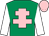 Emerald green, pink cross of lorraine, white sleeves, pink cap (Mr P Gallagher)