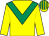 Yellow, emerald green chevron, striped cap (Mr Martin Millichamp)