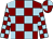 Maroon & light blue check, light blue & maroon quartered cap (Anthony Fenlon)