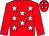 Red, white stars, red sleeves, white stars on cap (Louis Daly)