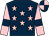 Dark blue, pink stars, pink sleeves, dark blue armlet, pink & dark blue quartered cap (Dr David Adam)