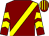 Maroon, yellow sash, yellow chevrons on sleeves, striped cap (Ms Hazel McGuinness)