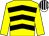 Yellow & black chevrons, yellow sleeves, white & black striped cap (Ms Fiona McStay)
