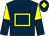 Dark blue, yellow hollow box, halved sleeves, yellow diamond on cap (Brian Smyth)