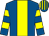 Royal blue, yellow stripe, hooped sleeves, striped cap (Rasio Cymru 1 & Hurn Racing Club)