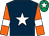 Dark blue, white star, orange sleeves, white armlet, emerald green cap, white star (Michael Troy)