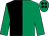 Black and emerald green (halved), emerald green sleeves, emerald green cap, black spots (D S Frankland & D J Trott)